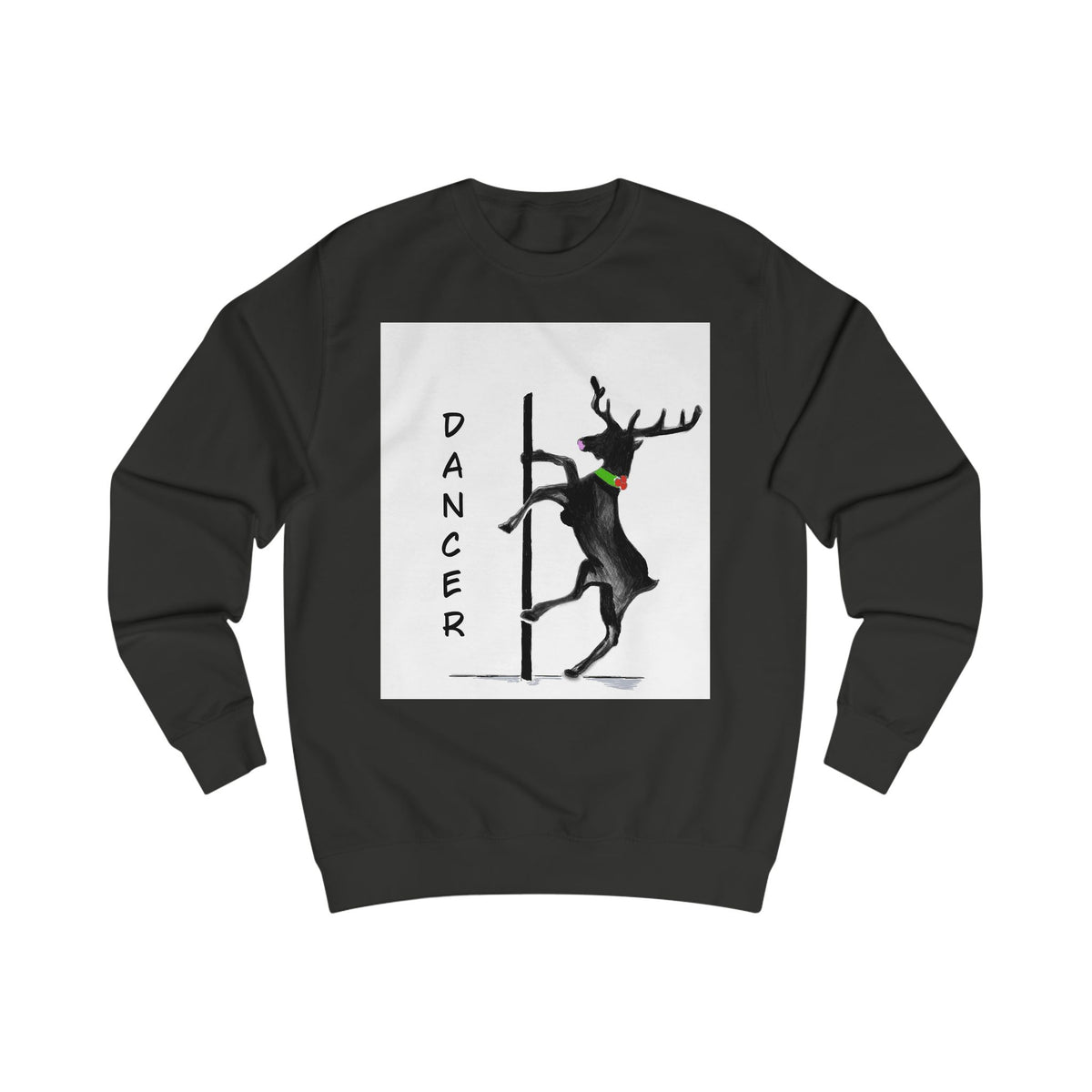 Dancer Reindeer Sweatshirt — Cute Holiday Pole "Dancer" Christmas, Designed by GIGI