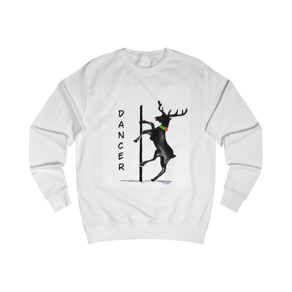 Dancer Reindeer Sweatshirt — Cute Holiday Pole "Dancer" Christmas, Designed by GIGI