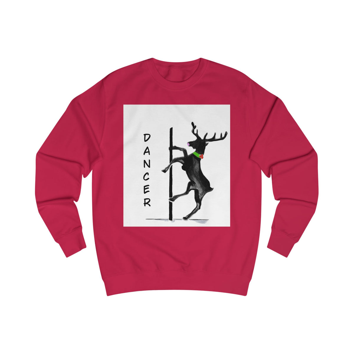 Dancer Reindeer Sweatshirt — Cute Holiday Pole "Dancer" Christmas, Designed by GIGI