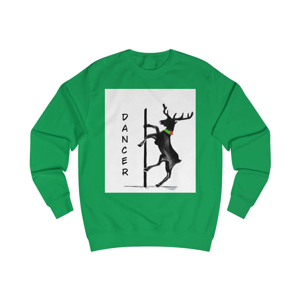 Dancer Reindeer Sweatshirt — Cute Holiday Pole "Dancer" Christmas, Designed by GIGI