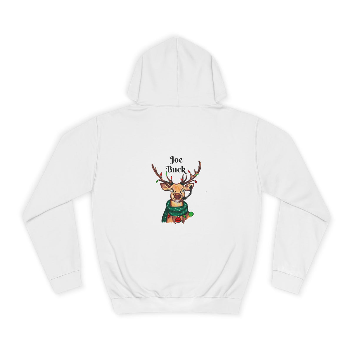 Reindeer Graphic Hoodie — "Joe Buck" Christmas Deer Holiday Sweatshirt, designed by GIGI