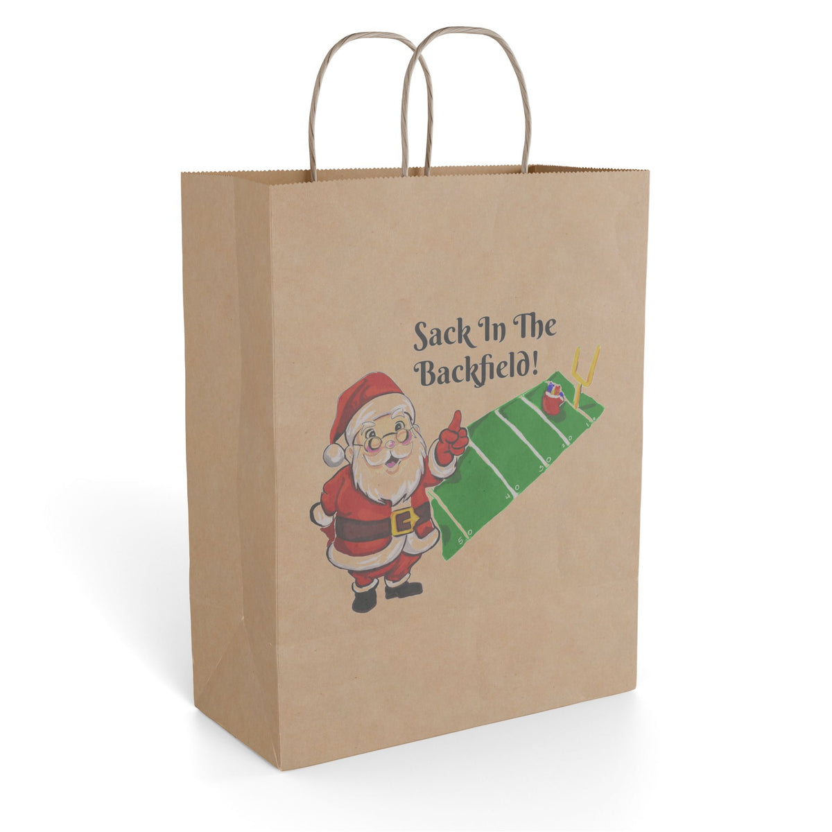 Christmas Gift Bag — 'Sack in the Backfield' Football Santa Paper Gift Bag Exclusively by GIGI