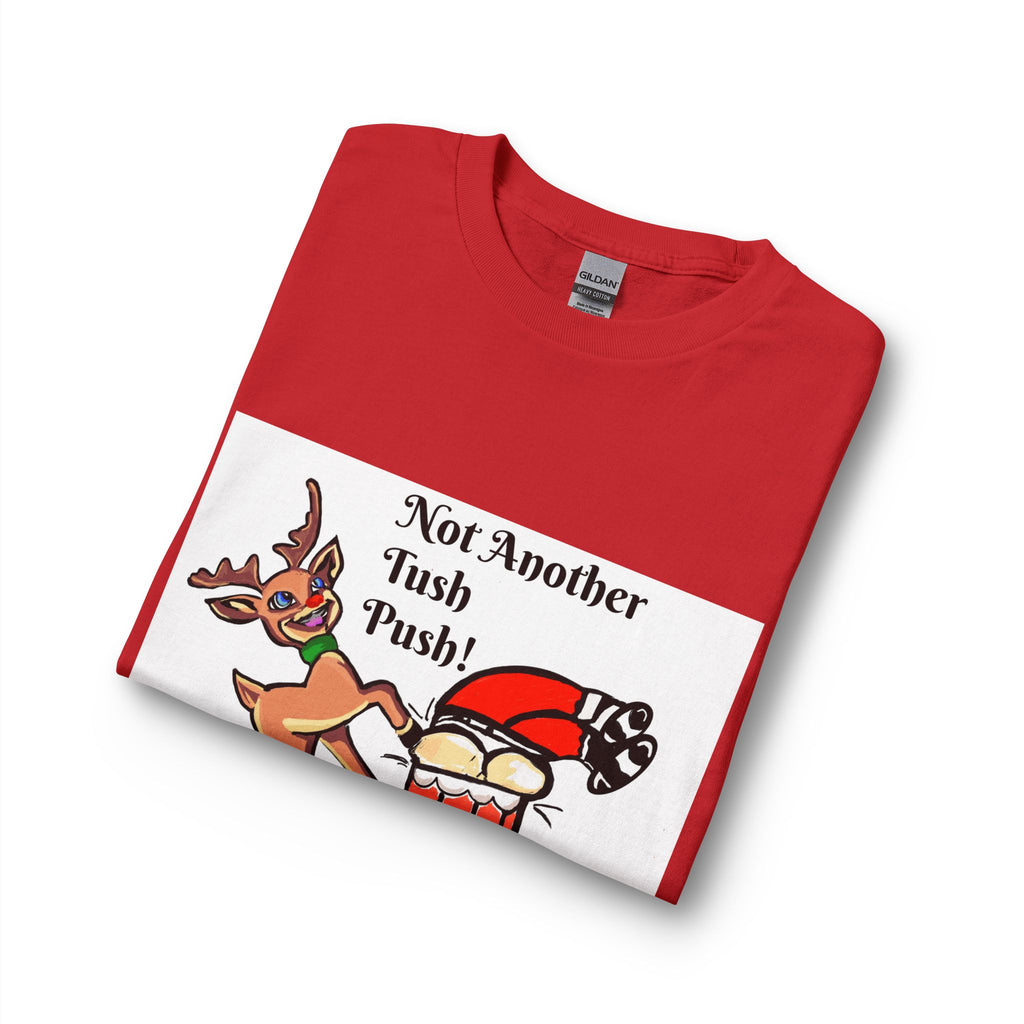 Long Sleeve Tee — "Not Another Tush Push!" Santa & Reindeer Christmas Shirt, designed by GIGI