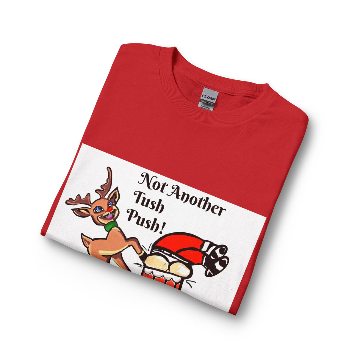 Long Sleeve Tee — "Not Another Tush Push!" Santa & Reindeer Christmas Shirt, designed by GIGI