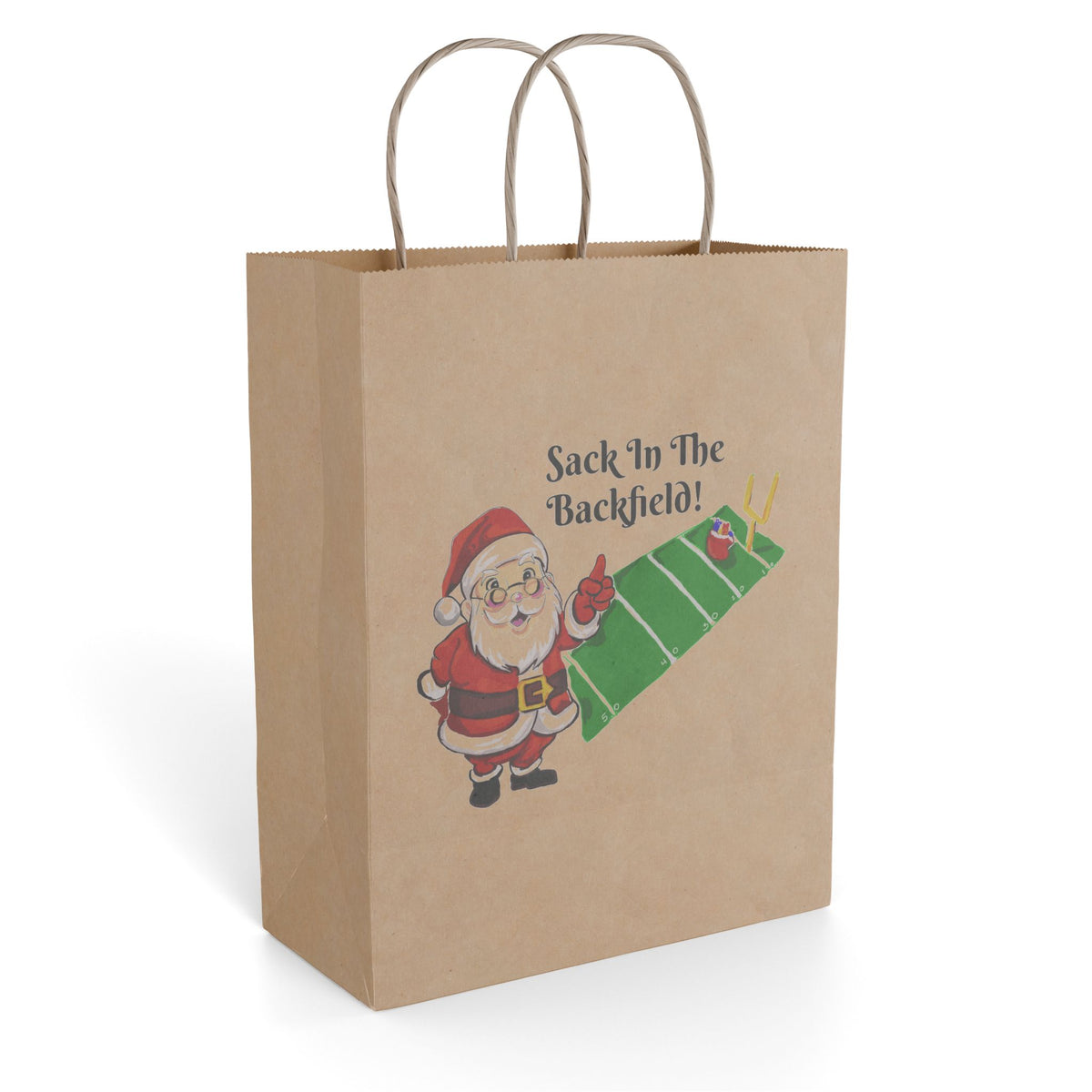 Christmas Gift Bag — 'Sack in the Backfield' Football Santa Paper Gift Bag Exclusively by GIGI