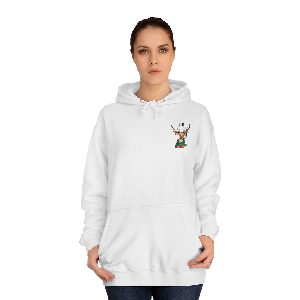 Reindeer Graphic Hoodie — "Joe Buck" Christmas Deer Holiday Sweatshirt, designed by GIGI