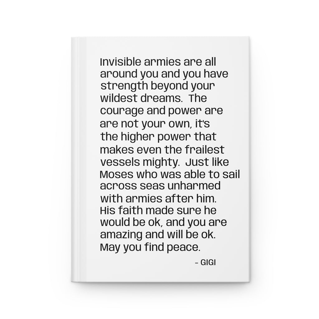 Inspirational Quote Hardcover Journal — "Invisible Armies" Motivational Faith Notebook