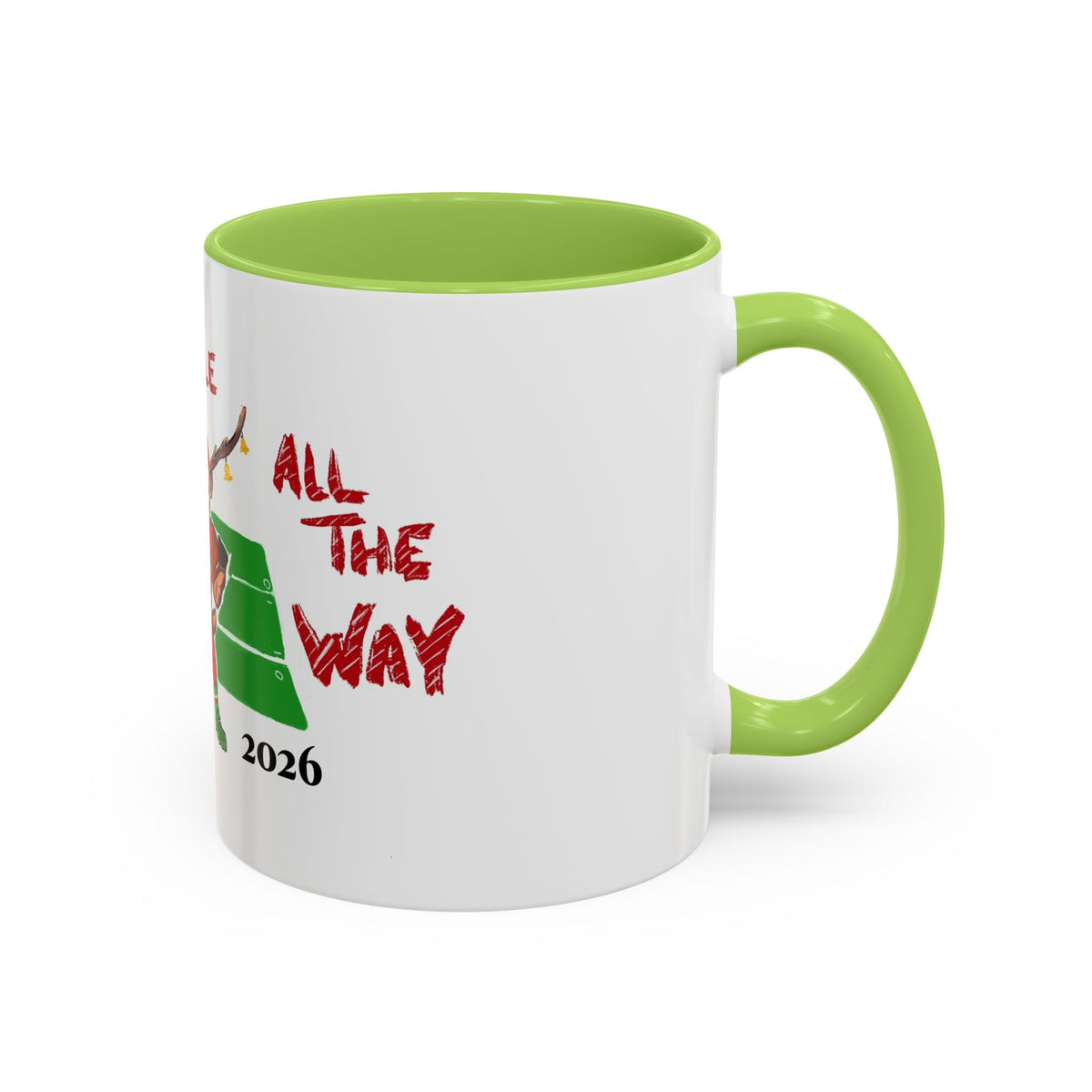 Christmas Football Mug - "Jingle All The Way" Holiday Coffee Cup, designed by GIGI