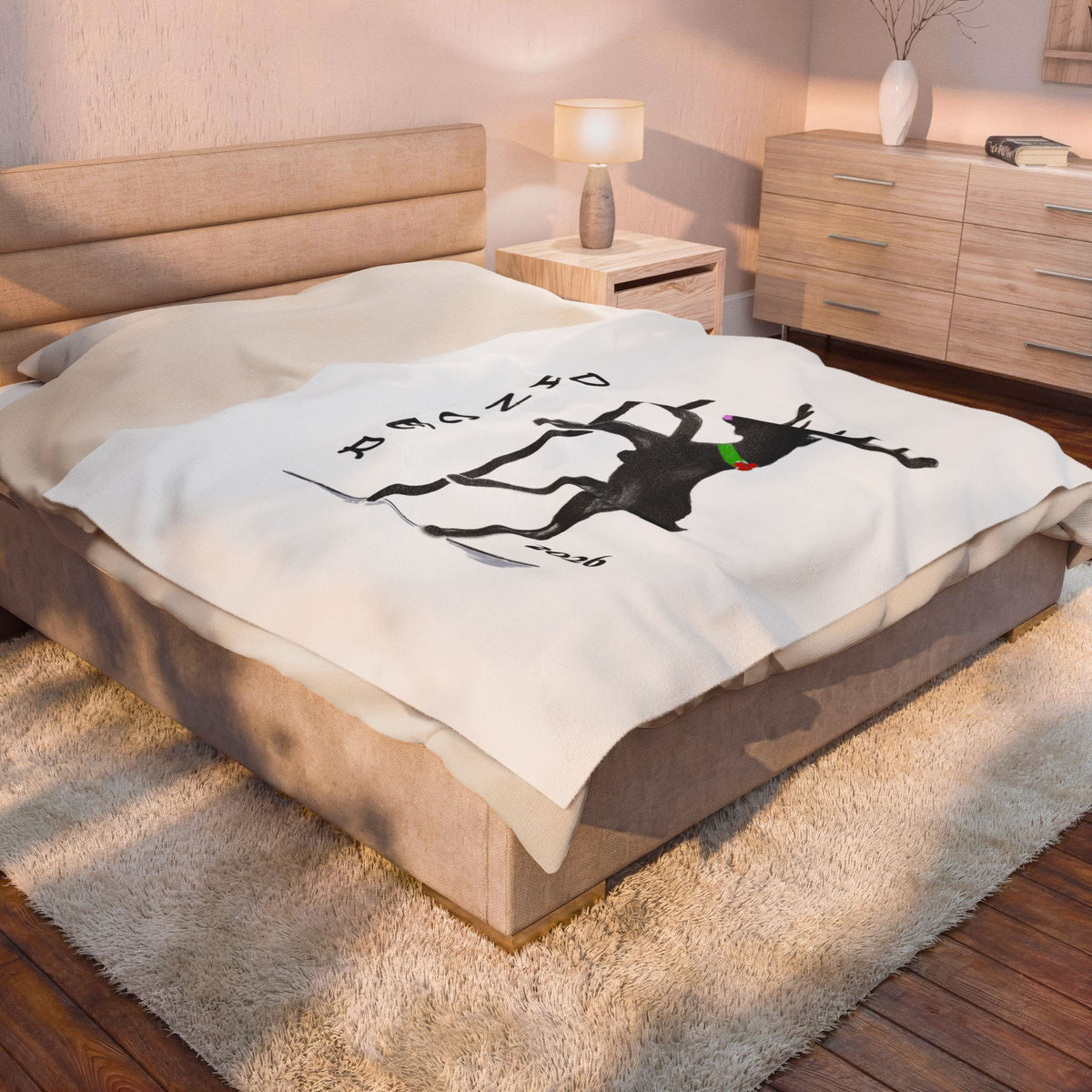 "Dancer" Reindeer 2026 Velveteen Plush Blanket Designed by GIGI