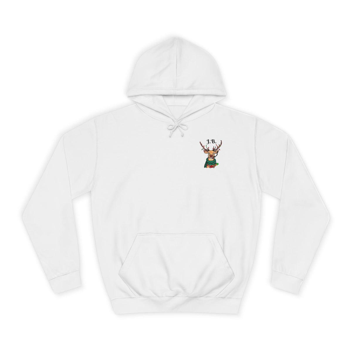 Reindeer Graphic Hoodie — "Joe Buck" Christmas Deer Holiday Sweatshirt, designed by GIGI
