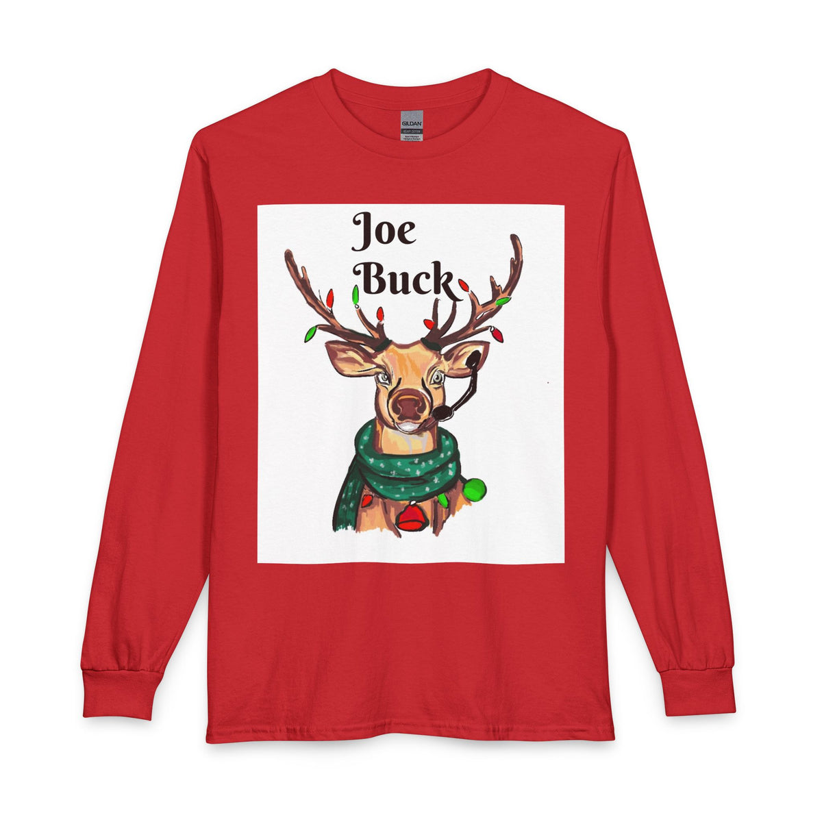 Joe Buck Reindeer Long Sleeve Tee — Funny Christmas Holiday Shirt, designed by GIGI