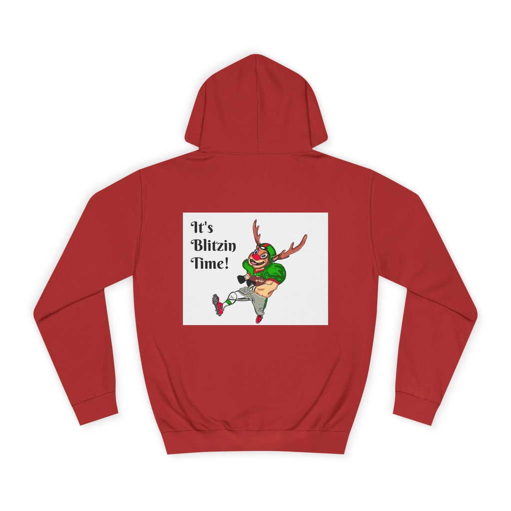 Hoodie - "It's Blitzen Time!" Reindeer Football Holiday Hoodie, designed by GIGI