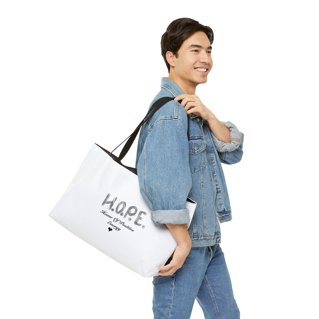 HOPE Weekender Tote Bag – Inspirational 'Home of Positive Energy' Canvas Weekend Bag