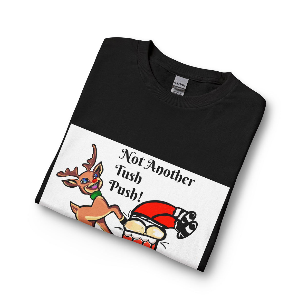Long Sleeve Tee — "Not Another Tush Push!" Santa & Reindeer Christmas Shirt, designed by GIGI