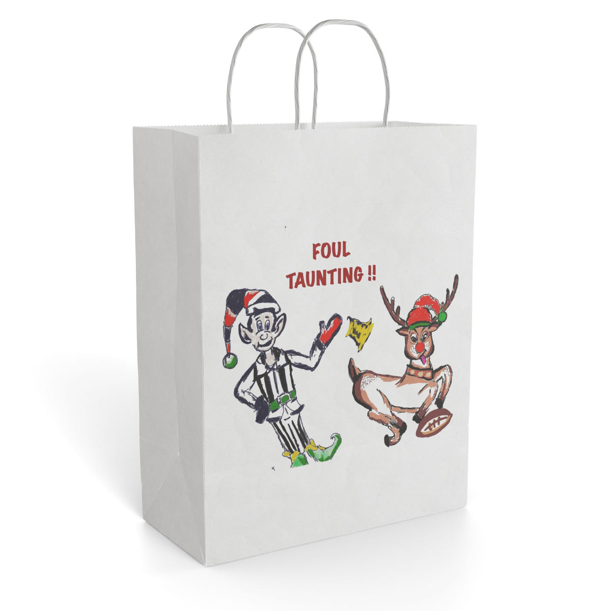 Custom Holiday Paper Gift Bag, "Foul, Taunting", designed by GIGI
