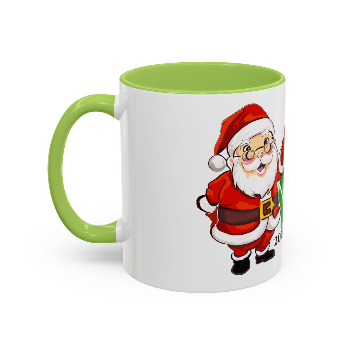 Christmas Football Coffee Mug — “Sack In The Backfield” Santa Accent Mug, designed by GIGI