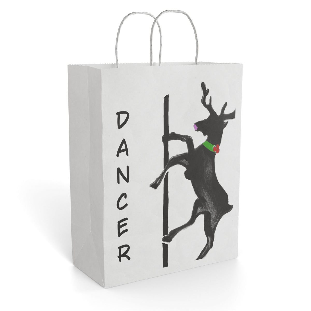 Pole "Dancer" Reindeer Christmas Paper Gift Bag - Designed by GIGI