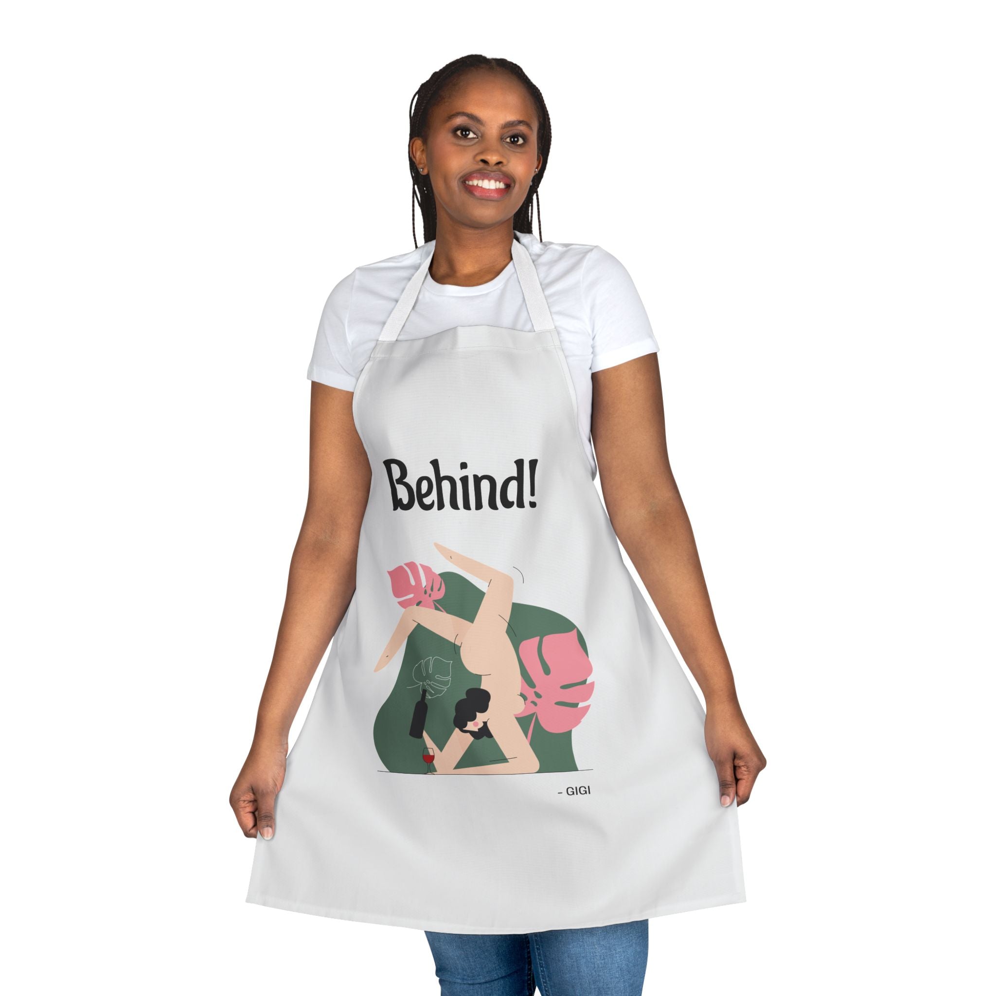 Behind! Apron — Funny Couple Wrestling Kitchen Apron