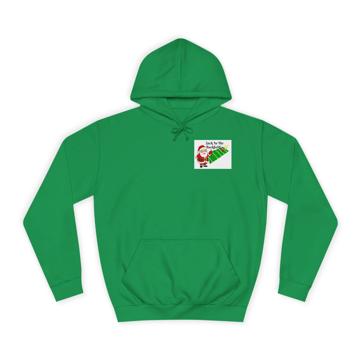 Christmas Football Hoodie — “Sack in the Backfield” Santa Holiday Pullover, designed by GIGI