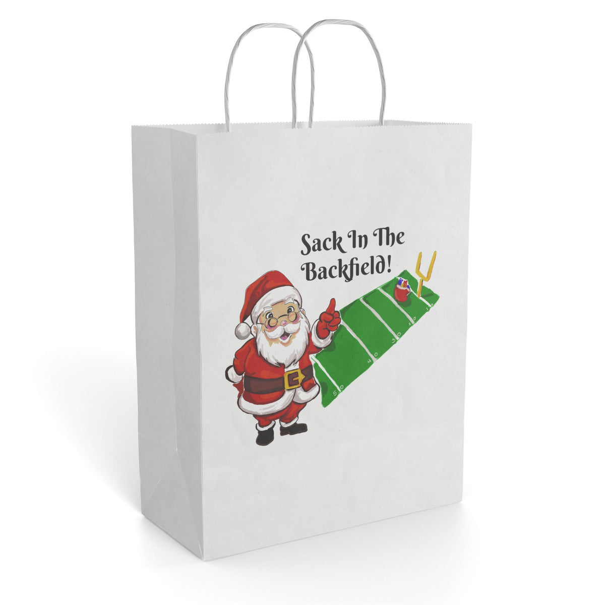 Christmas Gift Bag — 'Sack in the Backfield' Football Santa Paper Gift Bag Exclusively by GIGI