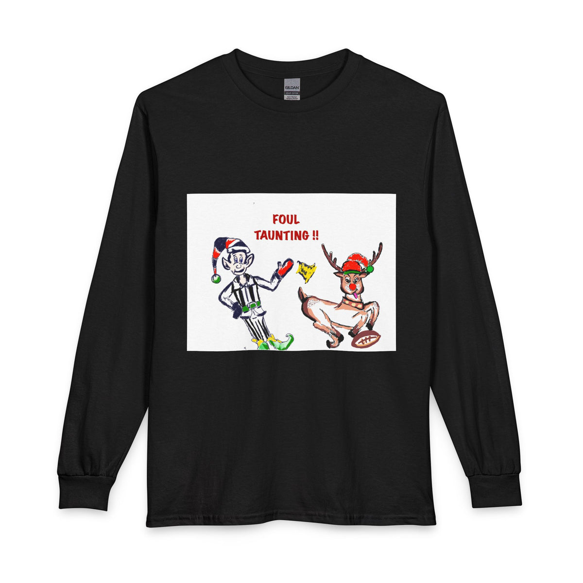 Foul Taunting! Funny Holiday Elf vs Referee Long Sleeve Tee, exclusively designed by GIGI