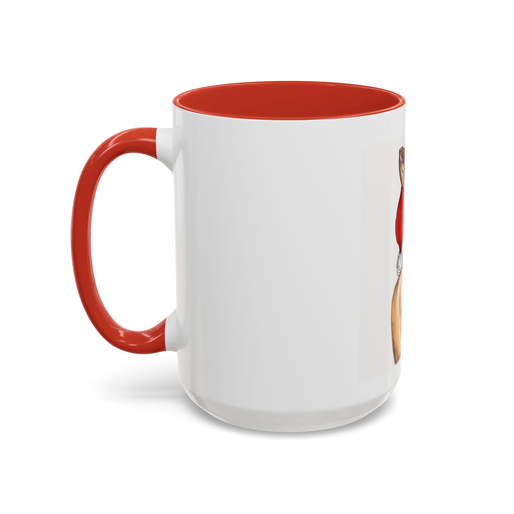 "Vixen" Reindeer Christmas Coffee Mug Designed by GIGI— Festive Santa Hat Accent Mug (11/15oz)