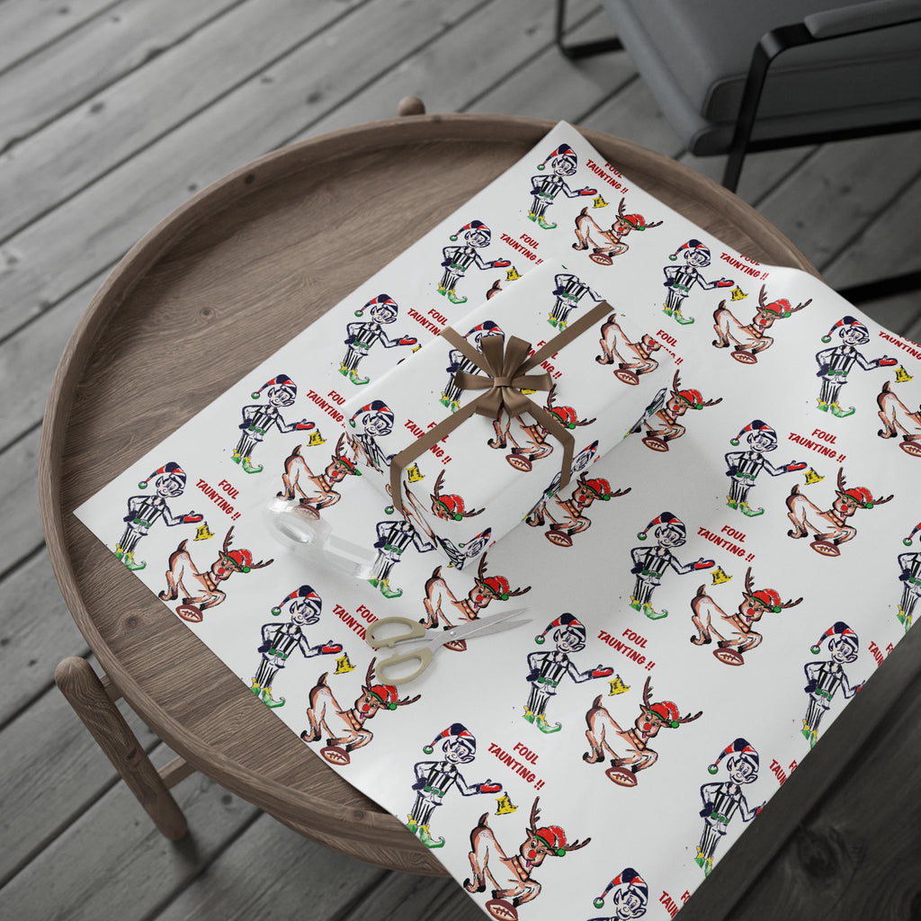 Wrapping Paper Roll — Funny Football Reindeer Games Pattern (Includes “Foul Taunting!!?” Text) by GIGI