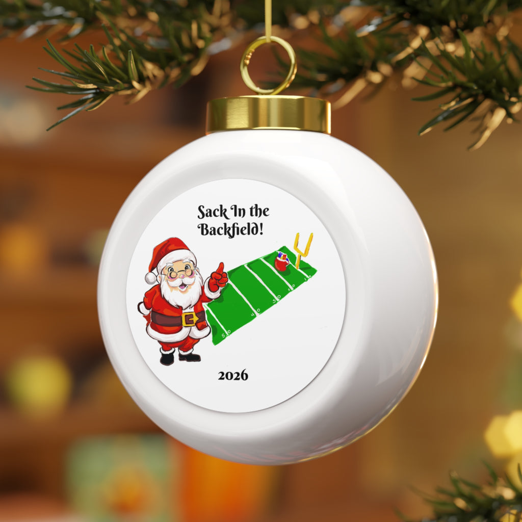 Sack in the Backfield Santa 2026 Christmas Ball Ornament by GIGI