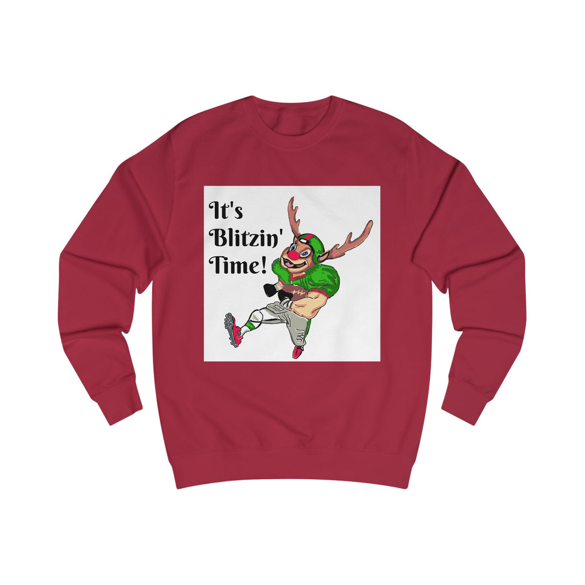 Holiday Football Sweatshirt - "It's Blitzin' Time!" Reindeer Player Crewneck, designed by GIGI