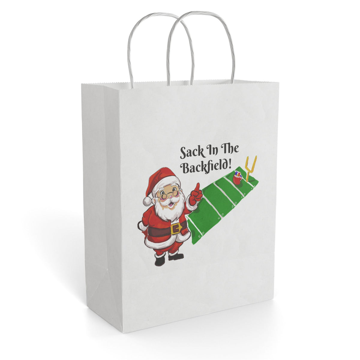 Christmas Gift Bag — 'Sack in the Backfield' Football Santa Paper Gift Bag Exclusively by GIGI