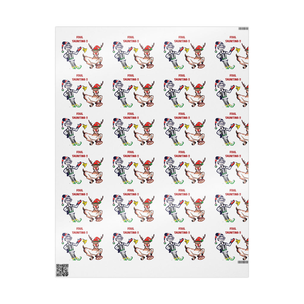 Wrapping Paper Roll — Funny Football Reindeer Games Pattern (Includes “Foul Taunting!!?” Text) by GIGI