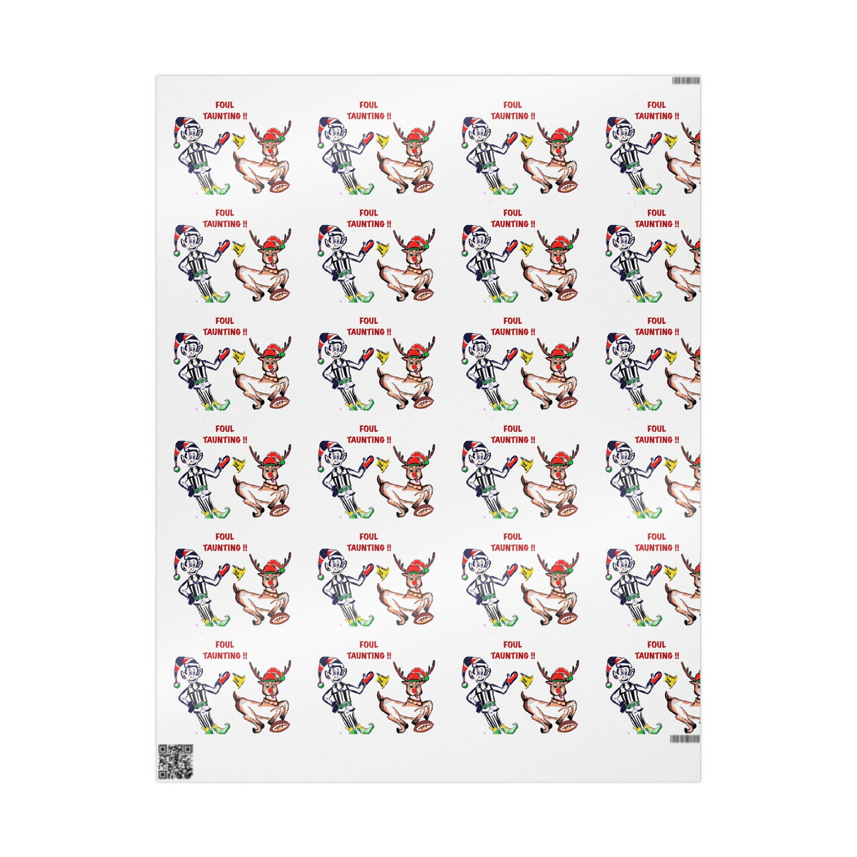 Wrapping Paper Roll — Funny Football Reindeer Games Pattern (Includes “Foul Taunting!!?” Text) by GIGI