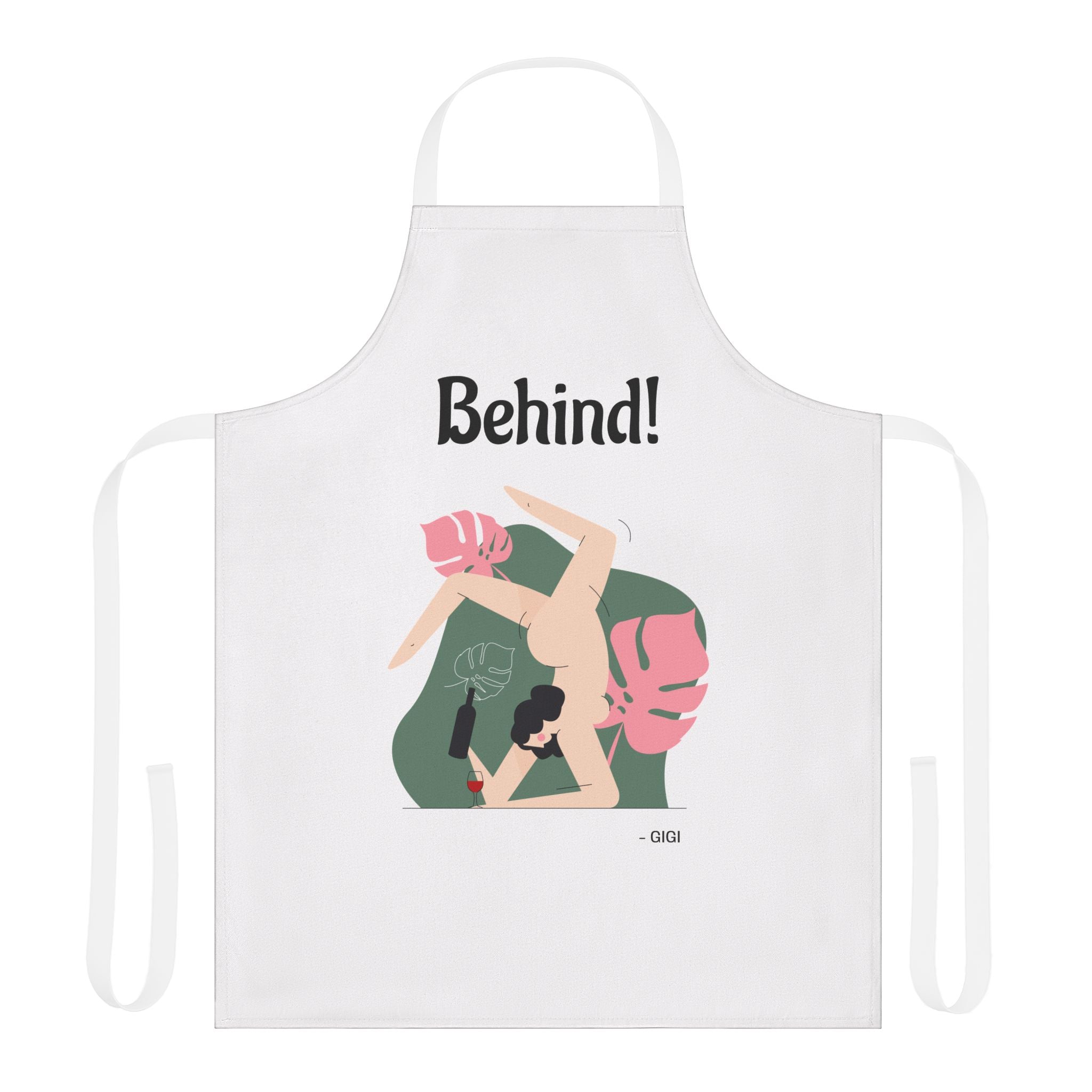 Behind! Apron — Funny Couple Wrestling Kitchen Apron