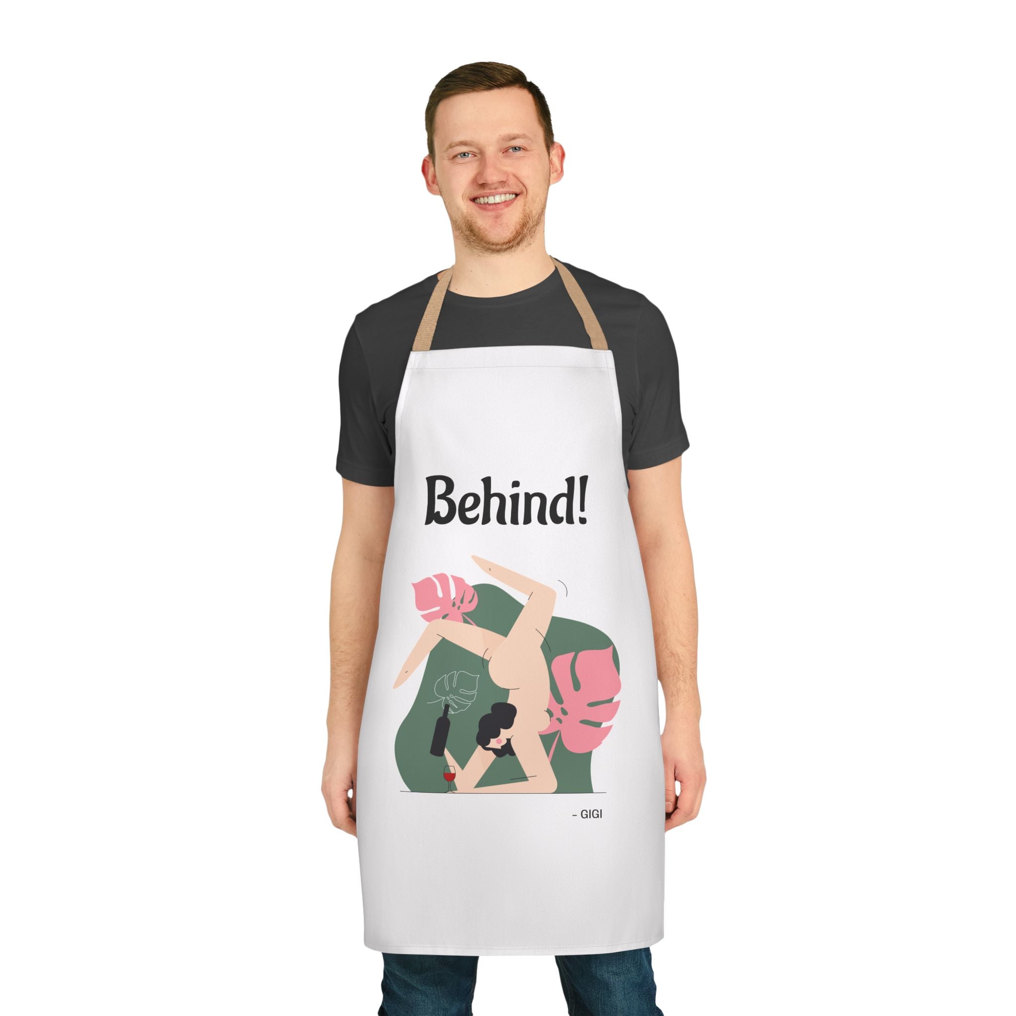 Behind! Apron — Funny Couple Wrestling Kitchen Apron