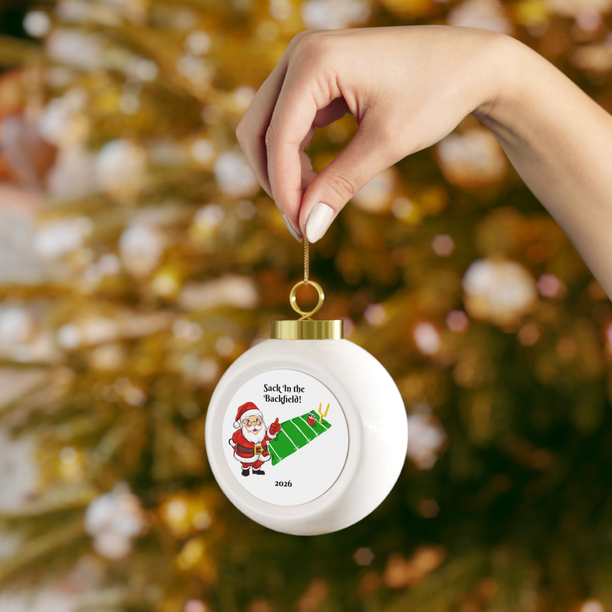 Sack in the Backfield Santa 2026 Christmas Ball Ornament by GIGI