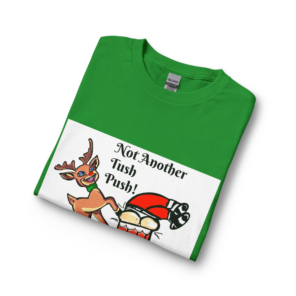 Long Sleeve Tee — "Not Another Tush Push!" Santa & Reindeer Christmas Shirt, designed by GIGI