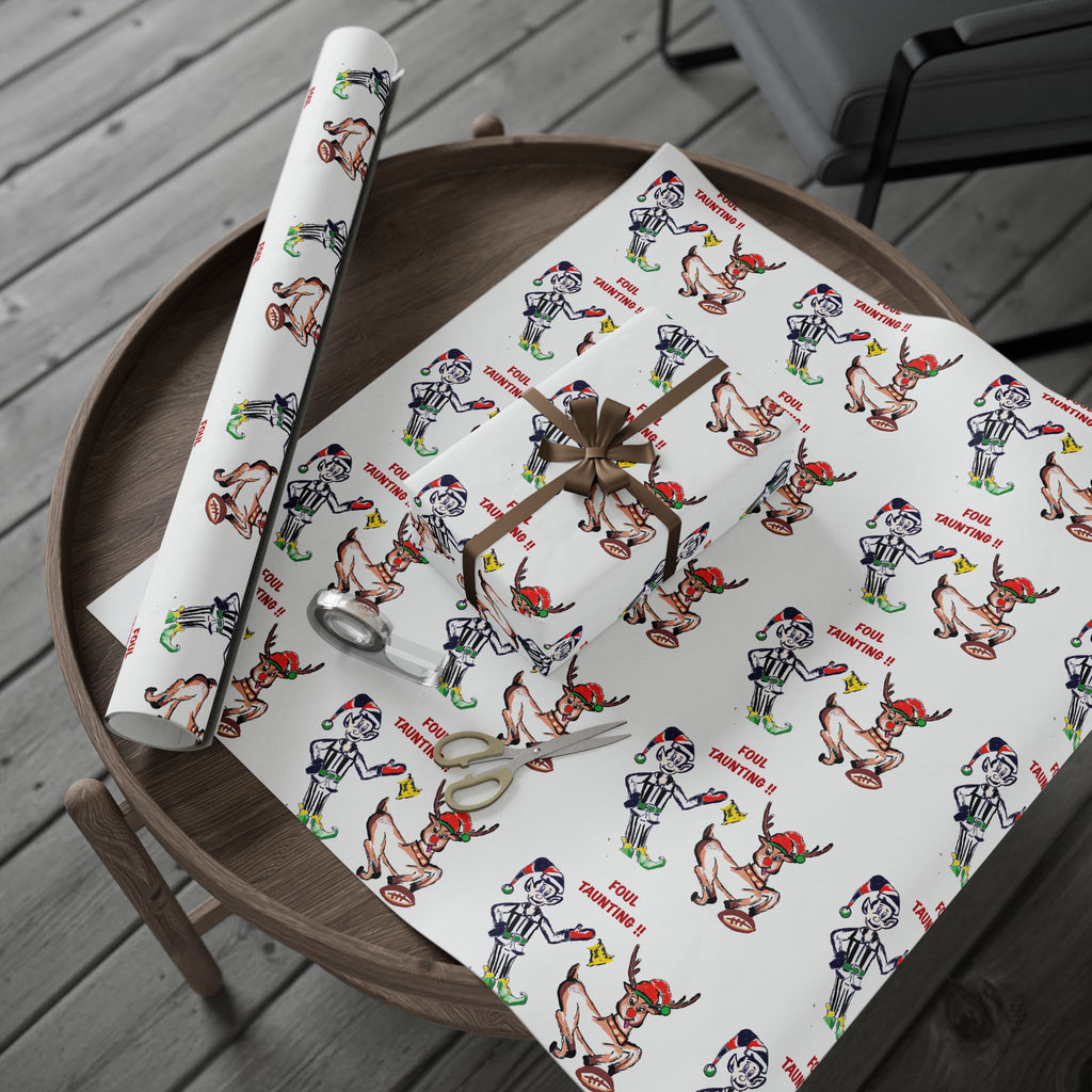 Wrapping Paper Roll — Funny Football Reindeer Games Pattern (Includes “Foul Taunting!!?” Text) by GIGI