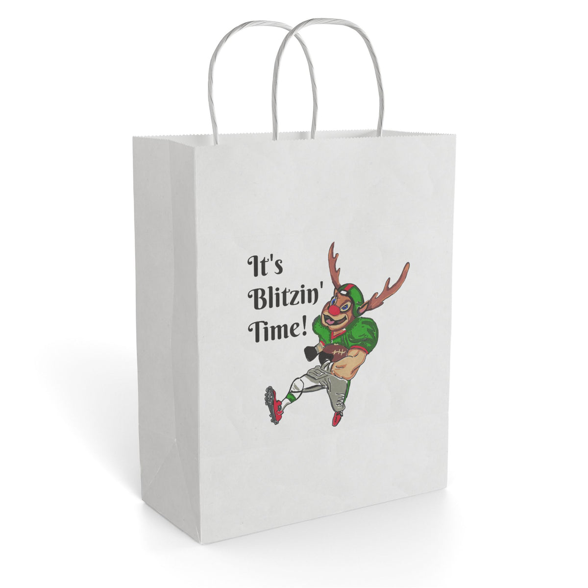 Paper Gift Bag — "It's Blitzin' Time!" Football Reindeer Holiday Gift Bag designed exclusively by GIGI