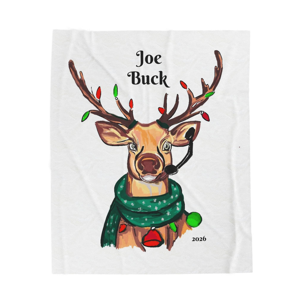 Personalized Reindeer Plush Blanket — "Joe Buck" Holiday Throw, exclusively by GIGI