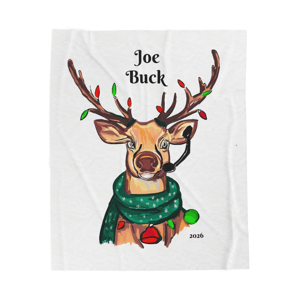 Personalized Reindeer Plush Blanket — "Joe Buck" Holiday Throw, exclusively by GIGI