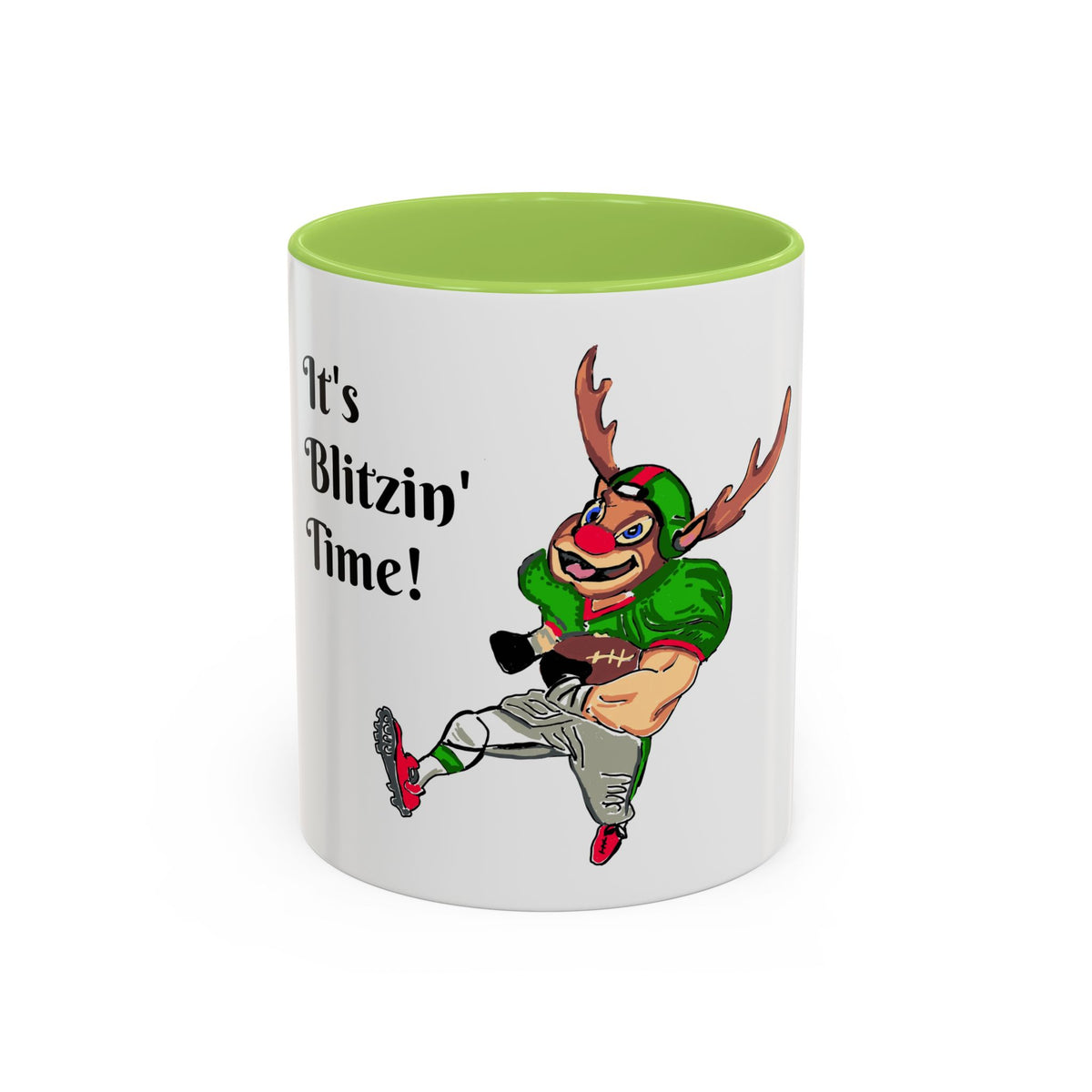 It's Blitzin' Time! Reindeer Football Accent Coffee Mug, designed by GIGI