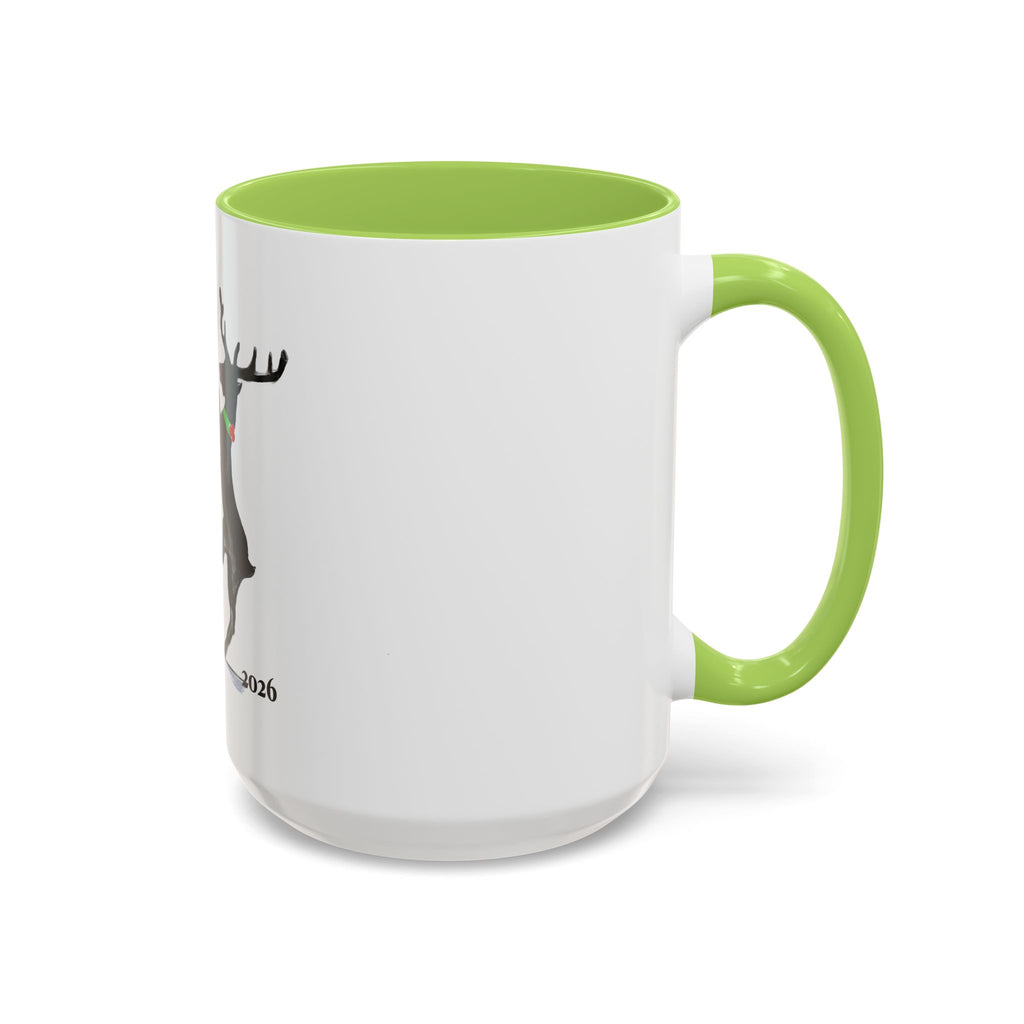 Reindeer Pole "Dancer" Coffee Mug, Designed by GIGI — Holiday Funny Dancer Accent Mug (11/15oz)