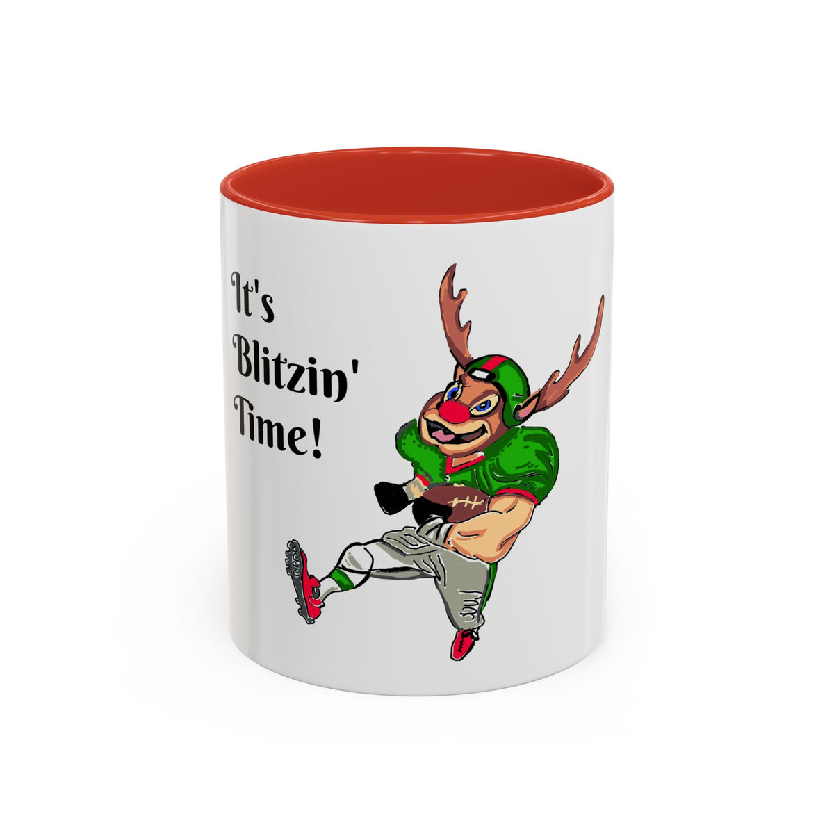 It's Blitzin' Time! Reindeer Football Accent Coffee Mug, designed by GIGI