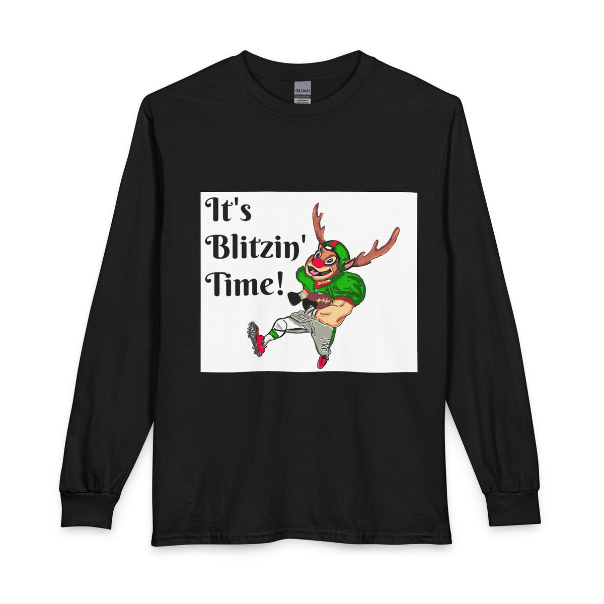 It's Blitzin' Time! Football Reindeer Long Sleeve Tee, designed by GIGI