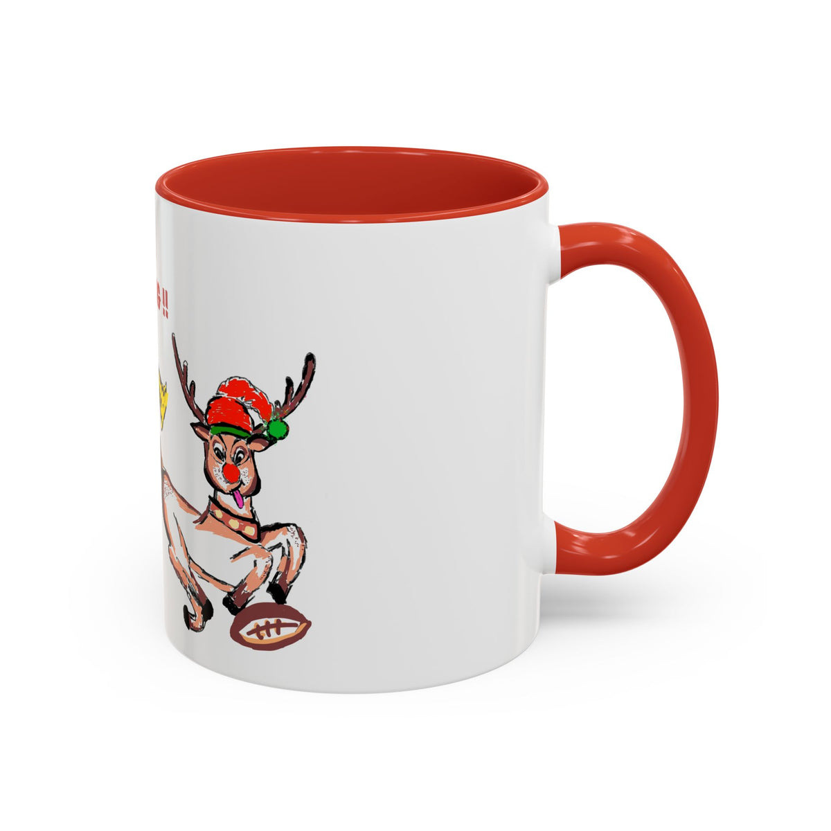 Foul Taunting!! Christmas Elf vs Reindeer Coffee Mug, designed by GIGI, (11/15 oz)