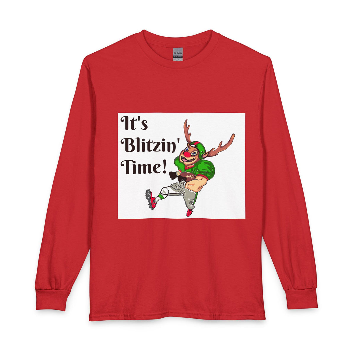 It's Blitzin' Time! Football Reindeer Long Sleeve Tee, designed by GIGI