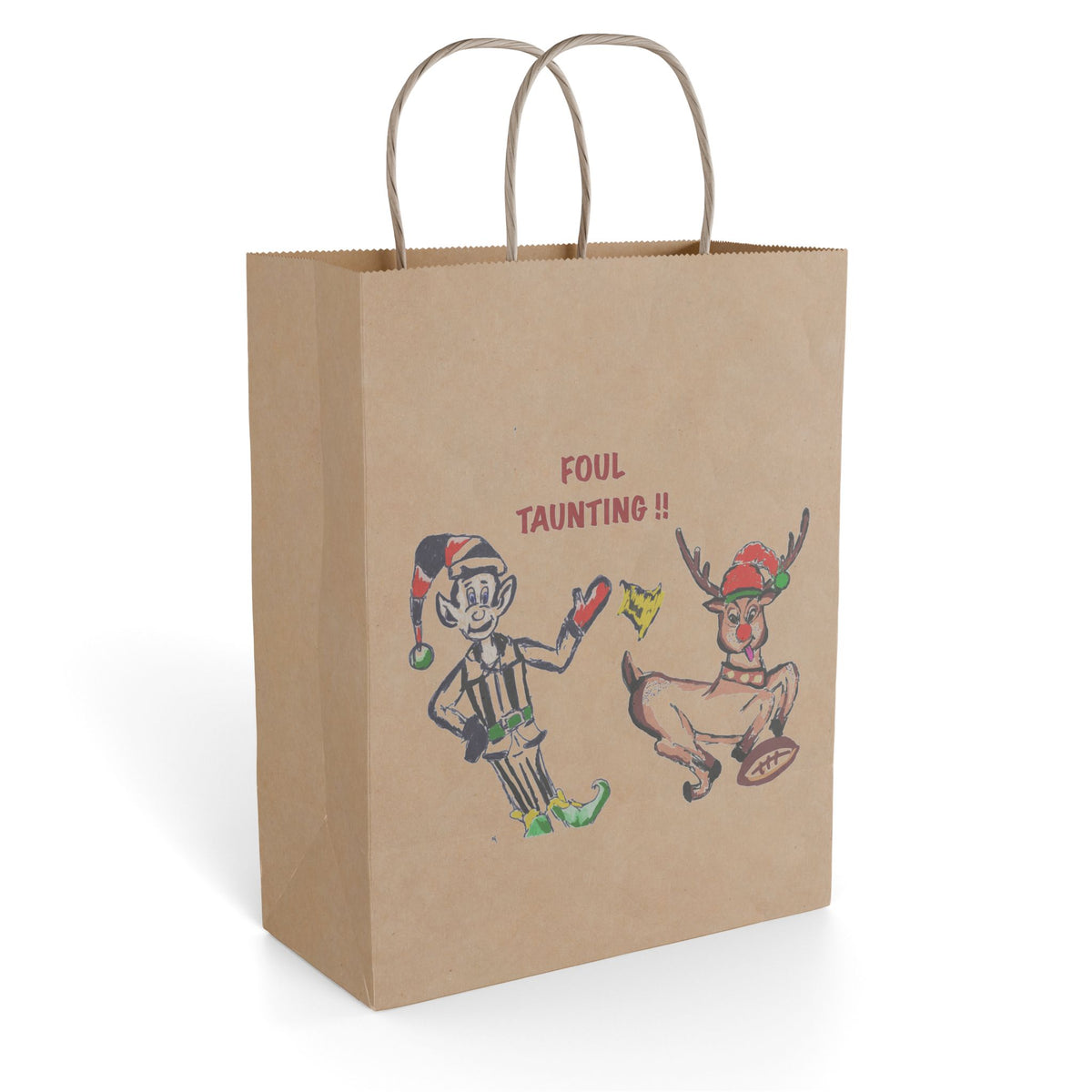 Custom Holiday Paper Gift Bag, "Foul, Taunting", designed by GIGI