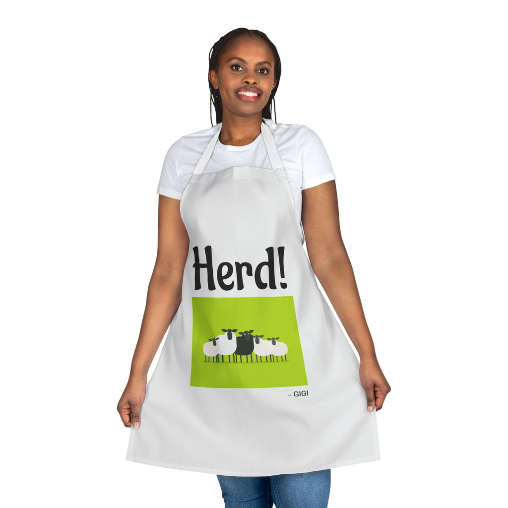 Herd! Sheep Graphic Apron - Funny Farm Cooking Apron, Great for BBQs & Gifts
