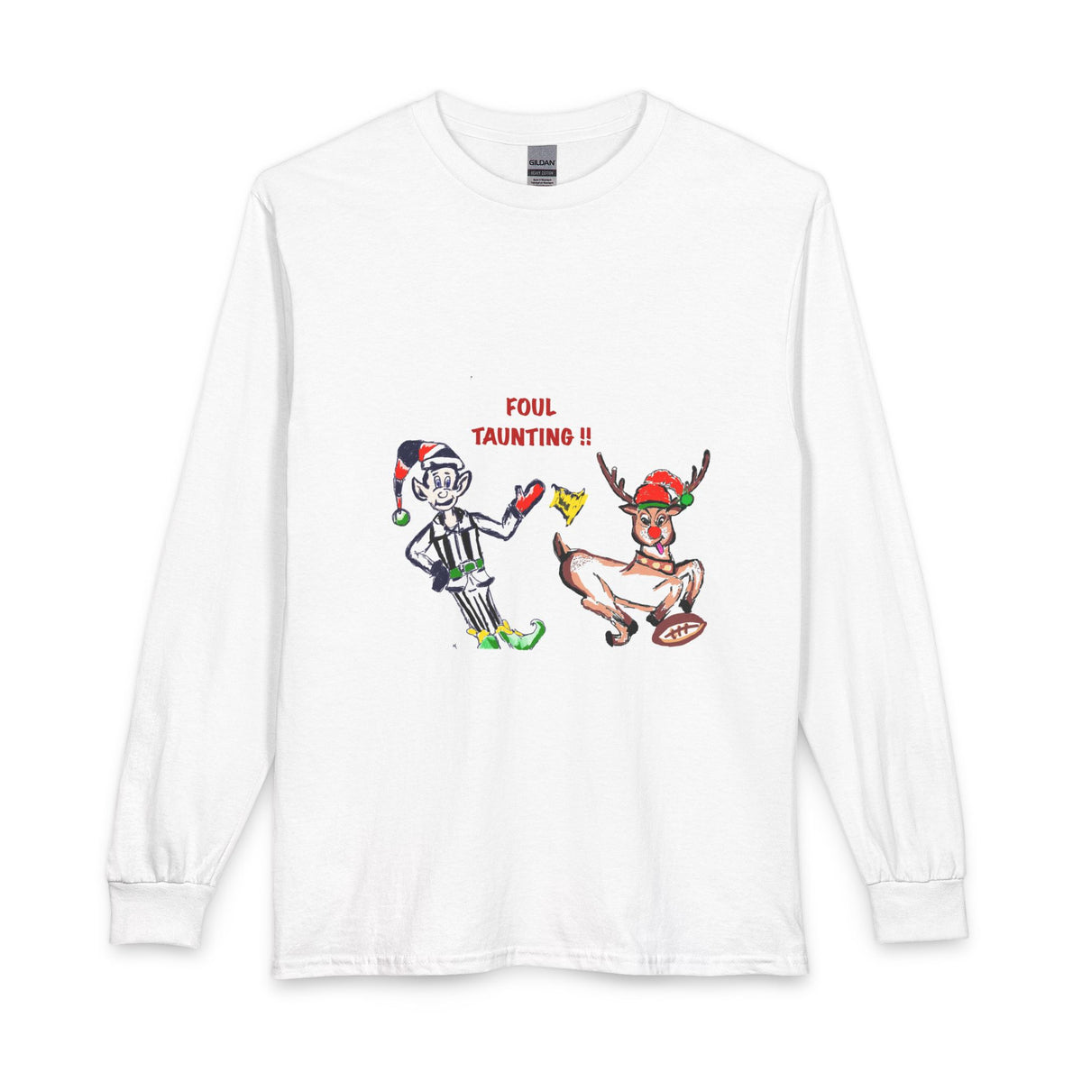 Foul Taunting! Funny Holiday Elf vs Referee Long Sleeve Tee, exclusively designed by GIGI