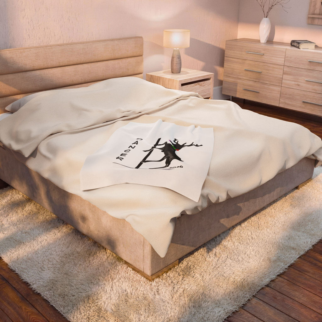 "Dancer" Reindeer 2026 Velveteen Plush Blanket Designed by GIGI